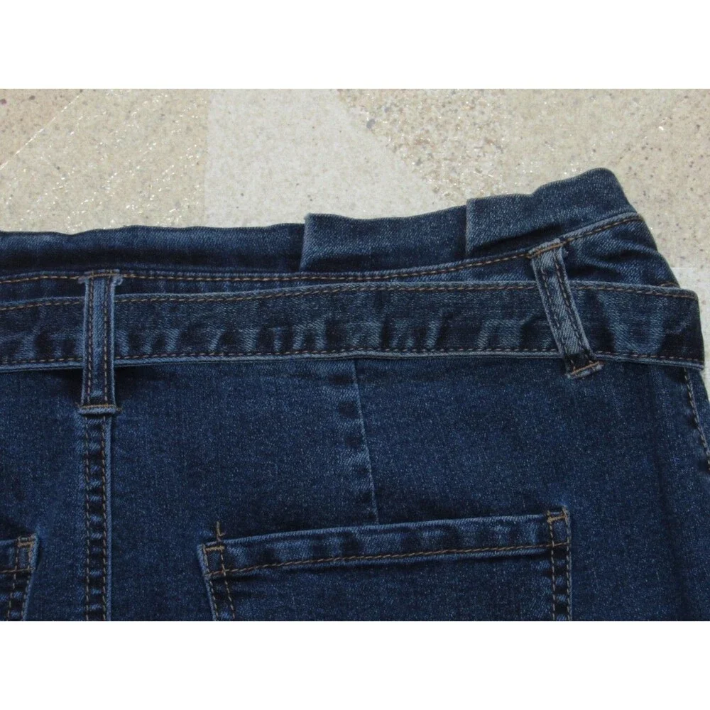 Juniors 9 Denim Mini Skirt Paper Bag High Waist Straight Blue Spice NWT Belted